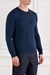Corneliani Мужской джемпер из шерсти гладкий синий с круглым вырезом - 100% шерсть. Страна производитель: Италия. Уход: специализированная чистка - фото 3