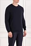 Corneliani Класичний джемпер прямого крою із вовни синього кольору. - 100% шерсть. Колір: синій. Країна виробник: Італія. Догляд: спеціалізоване чищення - фото 3