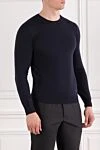 Corneliani Базовий джемпер з круглим вирізом із шерсті снігу кольору - 100% шерсть. Колір: синій. Країна виробник: Італія. Догляд: спеціалізоване чищення - фото 3