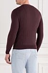 Burgundy wool jumper with textured knit Corneliani - 100% wool. Color: burgundy. Country of manufacture: Italy. Care: specialized cleaning - photo 4
