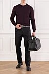Фактурный джемпер в винном оттенке из мягкого трикотажа Corneliani - 100% шерсть. Цвет: бордовый. Страна производитель: Италия. Уход: специализированная чистка - фото 2