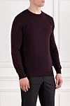 Corneliani Фактурный джемпер в винном оттенке из мягкого трикотажа - 100% шерсть. Цвет: бордовый. Страна производитель: Италия. Уход: специализированная чистка - фото 3