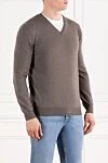 Corneliani Бежевый мужской джемпер из шерсти с треугольным вырезом - 100% шерсть. Страна производитель: Италия. Уход: специализированная чистка - фото 3