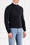 Corneliani Dark blue men's cardigan made of wool and cashmere - 90% wool, 10% cashmere. Fastener: zipper. Country of manufacture: Italy. Care: specialized cleaning - photo 3