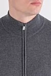 Corneliani Шерстяной серый кардиган на молнии мужской - 90% шерсть, 10% кашемир. молния. Страна производитель: Италия. Уход: специализированная чистка - фото 5