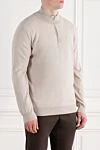 Corneliani Тонкий тройер из шерсти и кашемира в оттенке слоновой кости с застёжкой - 90% шерсть, 10% кашемир. Цвет: бежевый. молния. Страна производитель: Италия. Уход: специализированная чистка - фото 3