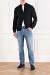 Cardigan made of wool fabric with added cashmere and elastic trim Corneliani - 90% wool, 10% cashmere. Color: blue. Fastener: zipper. Country of manufacture: Italy. Care: specialized cleaning - photo 2