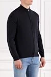 Corneliani Cardigan made of wool fabric with added cashmere and elastic trim - 90% wool, 10% cashmere. Color: blue. Fastener: zipper. Country of manufacture: Italy. Care: specialized cleaning - photo 3