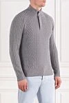 Corneliani Светло-серый тройер из шерсти и кашемира с рельефной вязкой и высоким воротом - 90% шерсть, 10% кашемир. Цвет: серый. пуговицы. Страна производитель: Италия. Уход: специализированная чистка - фото 3