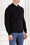 Corneliani Черное шерстяное худи мужское в рельефную полоску - рельефная полоска. 100% шерсть. кулиска, молния. Страна производитель: Италия. Уход: специализированная чистка - фото 3
