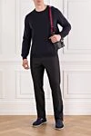 Men's Navy Blue Wool Cashmere Crew Neck Jumper Corneliani - 90% wool, 10% cashmere. Country of manufacture: Italy. Care: specialized cleaning - photo 2