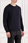 Corneliani Men's Navy Blue Wool Cashmere Crew Neck Jumper - 90% wool, 10% cashmere. Country of manufacture: Italy. Care: specialized cleaning - photo 3