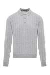 Corneliani Серое трикотажное поло с длинным рукавом и вертикальной вязкой - узор полоска. 100% шерсть. пуговицы. Страна производитель: Италия. Уход: специализированная чистка - фото 1