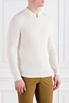 Corneliani Long sleeve polo shirt with buttons in ultra-fine wool in white - 100% wool. buttons. Country of manufacture: Italy. Care: specialized cleaning - photo 3