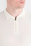 Corneliani Long sleeve polo shirt with buttons in ultra-fine wool in white - 100% wool. buttons. Country of manufacture: Italy. Care: specialized cleaning - photo 5