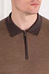 Corneliani Поло с длинным рукавом из шерсти коричневое с контрастными рукавами и воротником - Контрастные рукава и воротник. 100% шерсть. молния. Страна производитель: Италия. Уход: специализированная чистка - фото 5