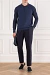 Wool Polo Blue with Textured Weave Corneliani - textured fabric. 100% wool. Color: blue. Fastener: zipper. Country of manufacture: Italy. Care: specialized cleaning - photo 2