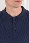 Corneliani Wool Polo Blue with Textured Weave - textured fabric. 100% wool. Color: blue. Fastener: zipper. Country of manufacture: Italy. Care: specialized cleaning - photo 5