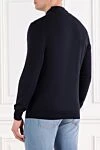 Knitted blue polo with long sleeves made of wool Corneliani - 100% wool. Fastener: zipper. Country of manufacture: Italy. Care: specialized cleaning - photo 4