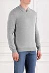 Corneliani Men's Grey Wool Long Sleeve Polo Shirt - 100% wool. Fastener: zipper. Country of manufacture: Italy. Care: specialized cleaning - photo 3