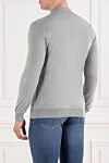 Men's Grey Wool Long Sleeve Polo Shirt Corneliani - 100% wool. Fastener: zipper. Country of manufacture: Italy. Care: specialized cleaning - photo 4