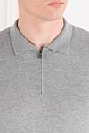 Corneliani Men's Grey Wool Long Sleeve Polo Shirt - 100% wool. Fastener: zipper. Country of manufacture: Italy. Care: specialized cleaning - photo 5
