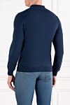 Blue Wool Polo Shirt Long Sleeve Mens Corneliani - 100% wool. Fastener: zipper. Country of manufacture: Italy. Care: specialized cleaning - photo 4