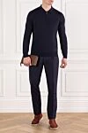 Polo blue with long sleeves and zipper Corneliani - 100% wool. Color: blue. Fastener: zipper. Country of manufacture: Italy. Care: specialized cleaning - photo 2