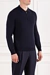 Corneliani Polo blue with long sleeves and zipper - 100% wool. Color: blue. Fastener: zipper. Country of manufacture: Italy. Care: specialized cleaning - photo 3