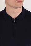 Corneliani Polo blue with long sleeves and zipper - 100% wool. Color: blue. Fastener: zipper. Country of manufacture: Italy. Care: specialized cleaning - photo 5