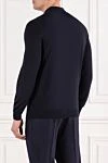 Wool Polo Shirt with Zip in Dark Blue Corneliani - 100% wool. Color: blue. Fastener: zipper. Country of manufacture: Italy. Care: specialized cleaning - photo 4
