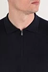 Corneliani Wool Polo Shirt with Zip in Dark Blue - 100% wool. Color: blue. Fastener: zipper. Country of manufacture: Italy. Care: specialized cleaning - photo 5