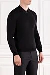 Corneliani Черное шерстяное поло с длинным рукавом мужское - 100% шерсть. молния. Страна производитель: Италия. Уход: специализированная чистка - фото 3
