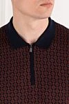 Corneliani Шерстяное поло с длинным рукавом синее с красным - узор ромбы. 100% шерсть. молния. Страна производитель: Италия. Уход: специализированная чистка - фото 5