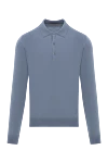 Corneliani Long sleeve polo shirt in silky jersey in blue - 100% wool. buttons. Country of manufacture: Italy. Care: specialized cleaning - photo 1