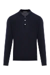 Corneliani Navy blue wool polo with long sleeves and classic collar - 100% wool. buttons. Country of manufacture: Italy. Care: specialized cleaning - photo 1