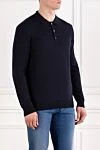 Corneliani Синє вовняне поло з довгим рукавом на гудзиках - 100% шерсть. гудзики. Країна виробник: Італія. Догляд: спеціалізоване чищення - фото 3
