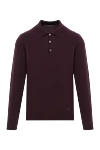Corneliani Трикотажное поло в винном оттенке с пуговицами - 100% шерсть. Цвет: бордовый. пуговицы. Страна производитель: Италия. Уход: специализированная чистка - фото 1
