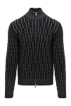 Ferrante Knitted cardigan made of wool, black, with vertical woven texture - 100% wool. Color: black. Fastener: zipper. Country of manufacture: Italy. Care: specialized cleaning - photo 1