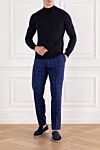 Мужской джемпер с воротником стойкой из шерсти синего цвета Corneliani - 100% шерсть. Страна производитель: Италия. Уход: специализированная чистка - фото 2