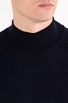 Corneliani Мужской джемпер с воротником стойкой из шерсти синего цвета - 100% шерсть. Страна производитель: Италия. Уход: специализированная чистка - фото 5