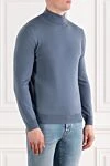 Corneliani Мужской джемпер с воротником стойкой из шерсти голубого цвета - 100% шерсть. Страна производитель: Италия. Уход: специализированная чистка - фото 3