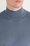 Corneliani Мужской джемпер с воротником стойкой из шерсти голубого цвета - 100% шерсть. Страна производитель: Италия. Уход: специализированная чистка - фото 5