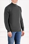 Corneliani Чоловічий джемпер з коміром стійкою із вовни сірого кольору. - 100% шерсть. Країна виробник: Італія. Догляд: спеціалізоване чищення - фото 3