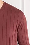 Джемпер из хлопка в рельефный рубчик бордовый Corneliani - рельефный рубчик. 100% хлопок. Цвет: бордовый. Страна производитель: Италия. Уход: специализированная чистка - фото 4