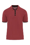 Corneliani Men's Polo Shirt Burgundy with Contrast Placket - 55% silk, 45% cotton. buttons. Country of manufacture: Italy. Care: specialized cleaning - photo 1