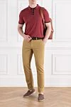 Men's Polo Shirt Burgundy with Contrast Placket Corneliani - 55% silk, 45% cotton. buttons. Country of manufacture: Italy. Care: specialized cleaning - photo 2