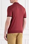 Men's Polo Shirt Burgundy with Contrast Placket Corneliani - 55% silk, 45% cotton. buttons. Country of manufacture: Italy. Care: specialized cleaning - photo 4