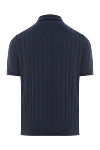 Polo shirt in textured stripes made of soft cotton in dark blue Corneliani - textured strip. 100% cotton. Color: blue. Fastener: buttons. Country of manufacture: Italy. Care: specialized cleaning - photo 6