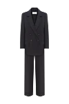 Peserico Women's dark blue double-breasted suit with wide trousers - 100% linen. buttons. two side pockets. Country of manufacture: Italy. Care: specialized cleaning - photo 1